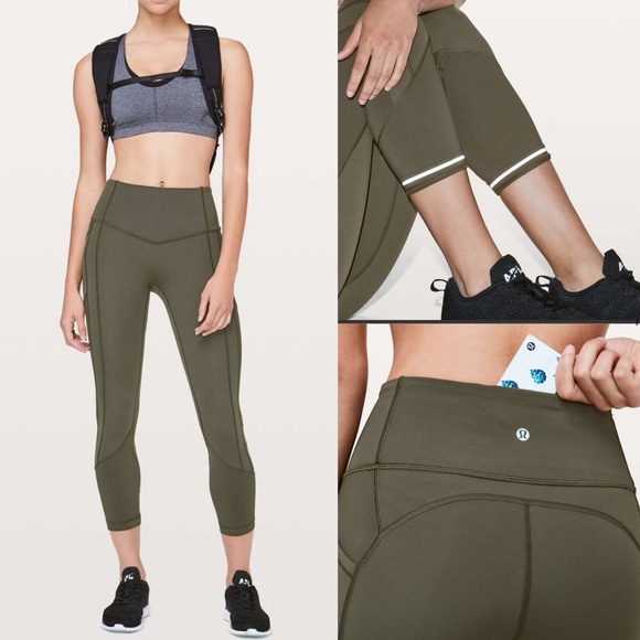 Lululemon All The Right Places Crop II *23" Dark Olive High Rise Leggings - Picture 3 of 10